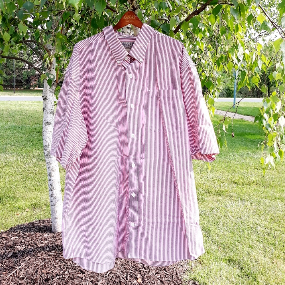 Duluth Trading Men's Casual Button Down Shirt - Size XL,  Red / White Stripes